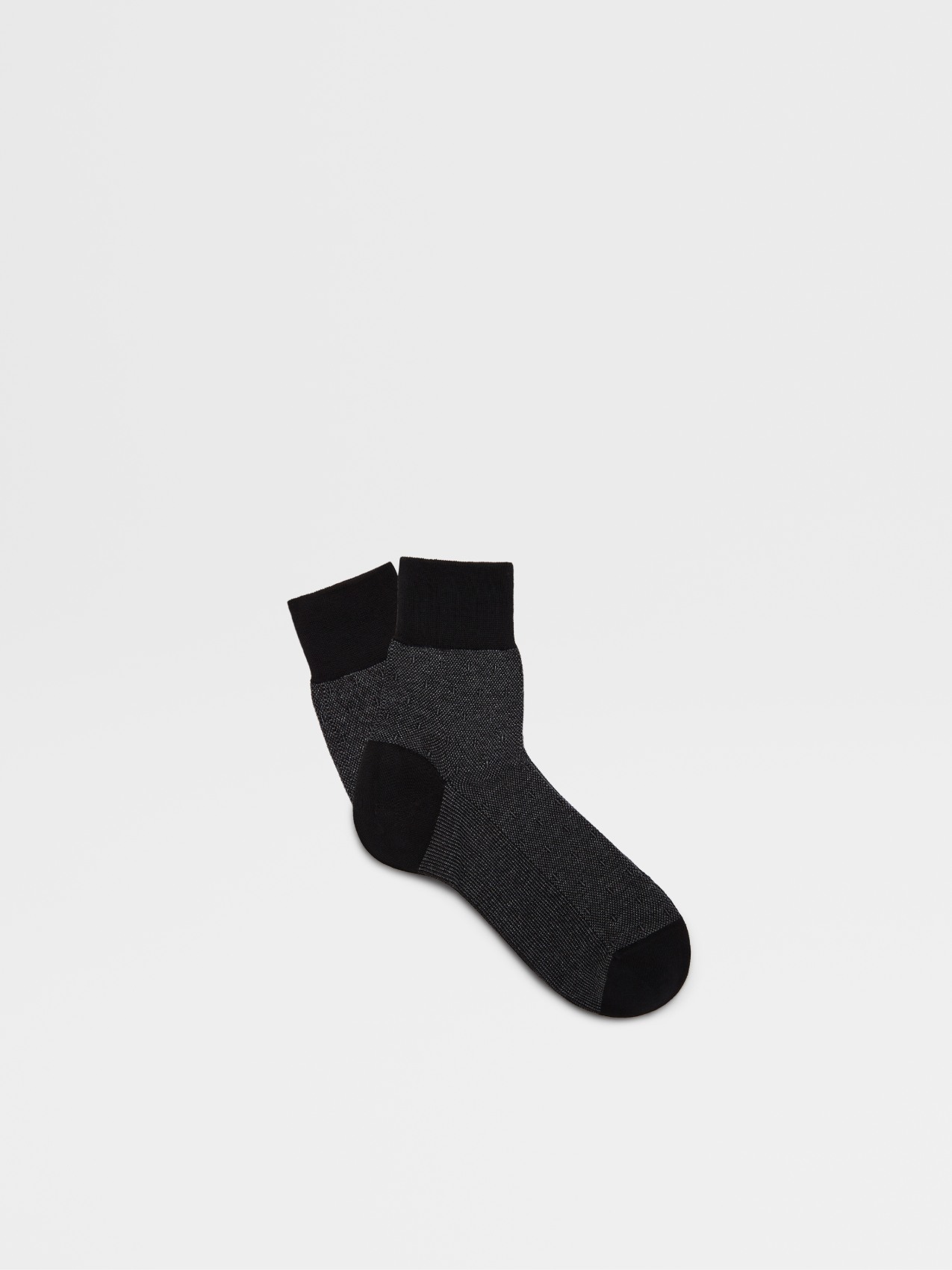 黑色微型图案棉质混纺面料中筒袜